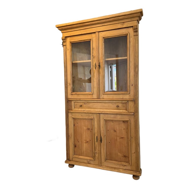 Corner Cabinet in Natural Wood For Sale
