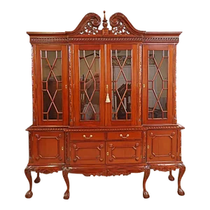 Mahogany Chippendale Style China Cabinet Bookcase Breakfront
