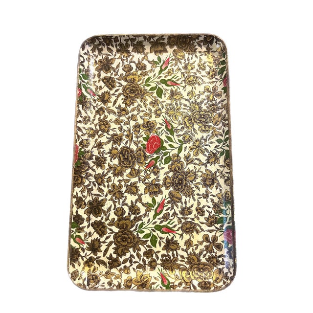 6 Vintage Serving Trays Viking Import Alcohol Proof Japan Alfred Knobler Co. 4 1/2 x 7 3/4” floral design trays lot of 6...