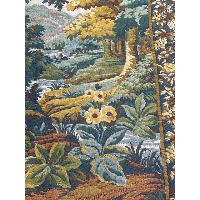 Vintage French Verdure Jacquard Tapestry in the style of Aubusson, 1970s For Sale - Image 3 of 18