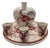 Ceramic Cream Coffee Service with Red and Black Hand-Painted Floral Design from SMF Schramberg, Shabby Chic Style, 1950s, Set of 5 For Sale