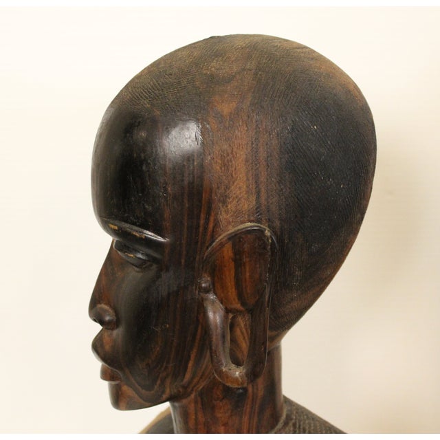 Mid 20th Century Maasai Warrior Hand Sculpted Busts - Set of 2 For Sale - Image 10 of 15