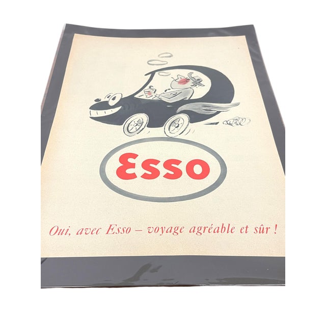 Mid 20th Century French Esso Advertising Print Gasoline Poster For Sale In Seattle - Image 6 of 11