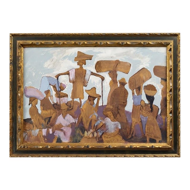 Harry Gottlieb (1895–1992) Mid-Century Social Realist Gouache Painting, "Migrant Workers" For Sale