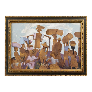 Harry Gottlieb (1895–1992) Mid-Century Social Realist Gouache Painting, "Migrant Workers"