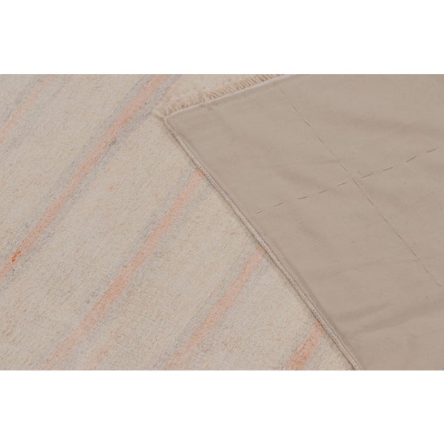 Textile Rug & Kilim’s Contemporary Turkish Runner Rug With Soft Beige and Cream Stripes For Sale - Image 7 of 9