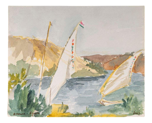 Evelyne Luez, Landscape, 1960s-1980s, Watercolour on Paper