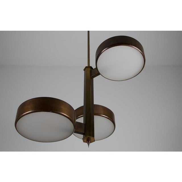 Mid-Century Brass and Glass Ceiling Lamp by Stilnovo, Italy, 1960s For Sale - Image 10 of 12
