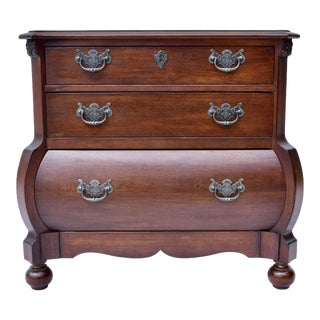 Ralph Lauren Mahogany Bombe Three Drawer Nightstand For Sale