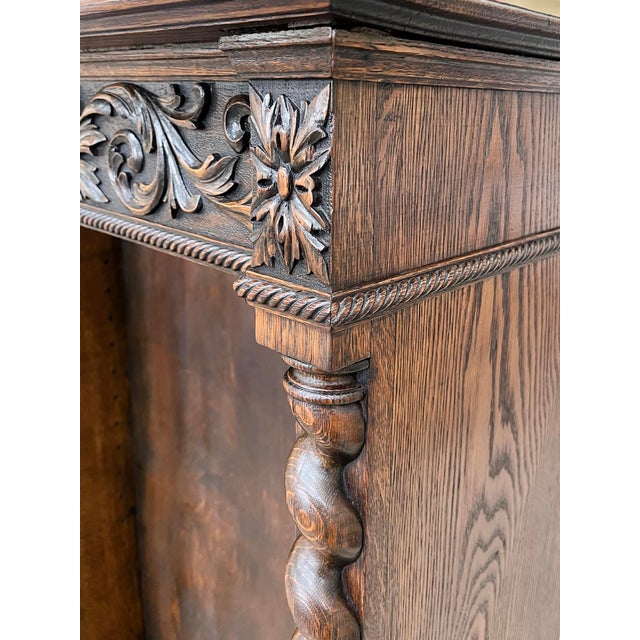 19th Century Carved Oak Bookcase Cabinet in the Style of R. J. Horner & Co. For Sale - Image 9 of 17