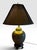 Wood Vintage Hollywood Regency Ombre Ceramic Ginger Jar Table Lamp With Navy Pleated Shade For Sale - Image 7 of 11