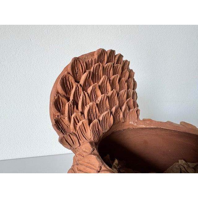 Vintage Hand-Crafted Clay Folk Art Chicken Planter Sculpture For Sale - Image 9 of 12