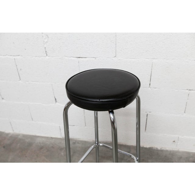 Vintage Chrome and Black Leatherette Stool, 1960s For Sale - Image 6 of 10