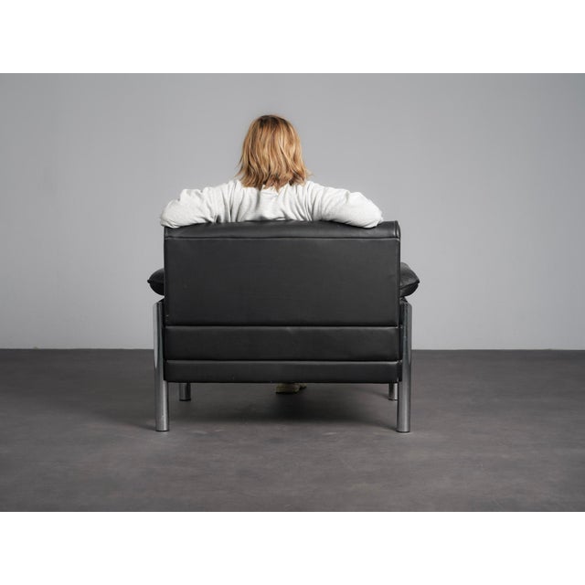 Leather and Chrome Lounge Chair, Italy, 1990s For Sale - Image 4 of 11
