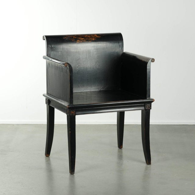 20th Century Asian Style Black Wooden Armchair For Sale - Image 15 of 15