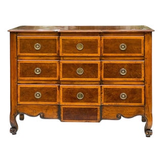 French Louis XV Style Carved Fruitwood Block Front Chest / Commode by Henredon For Sale