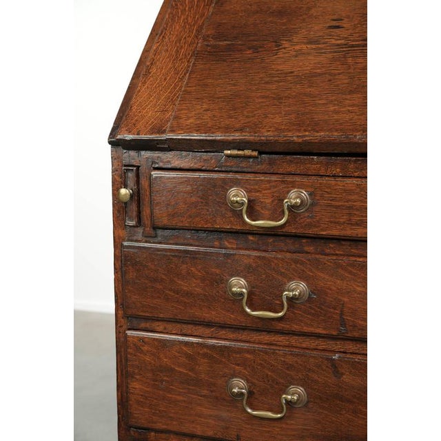 Antique English Oak Secretaire with Leather Top, 1700s For Sale - Image 13 of 16