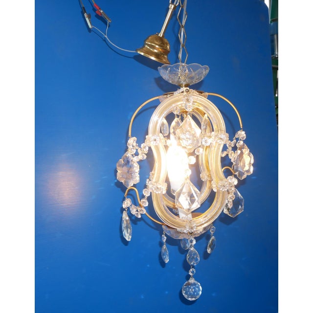 Small Vintage Chandelier, 1950s Small Maria Theresa-style pendant chandelier. Antique-Vintage, circa mid-20th century....