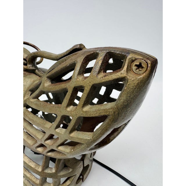 Vintage Cast Iron Butterfly Table Lamp Openwork Accent Light Shadow Casting For Sale - Image 6 of 12