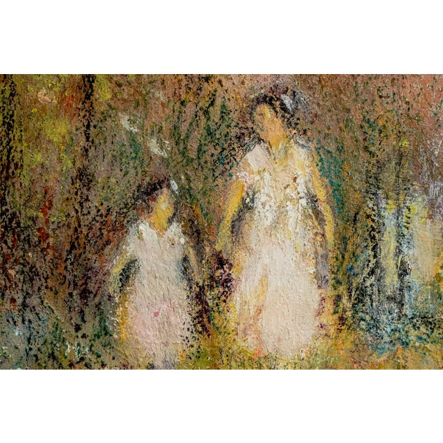 1990s Lovely Vintage James G. Llewelyn Impressionist Garden Painting Églomisé & Pastel Mixed Media Nature Home Decot Art For Sale - Image 5 of 14