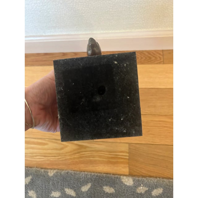 Brass Vintage 1970's Brass Mountain Lion/Panther Bookend on Faux Burlwood Block Base For Sale - Image 8 of 8