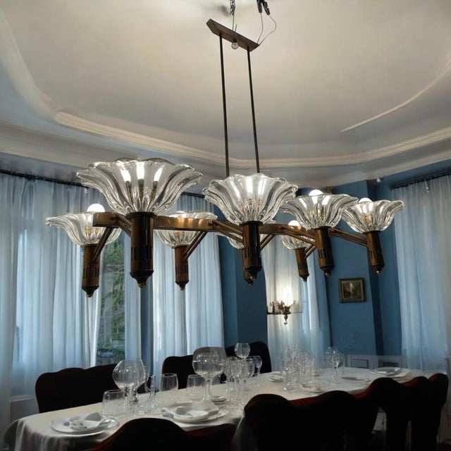 Large Rectangular Bronze Chandelier, 1940s For Sale - Image 4 of 12