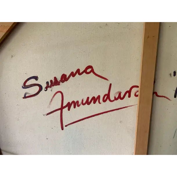 1990s 1990s Abstract Painting "Az-Tep" by Venezuelan Artist Susana Amundarain For Sale - Image 5 of 5