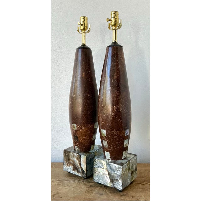 Coffee Vintage Boho Coconut Shell Lamps - A Pair For Sale - Image 8 of 12