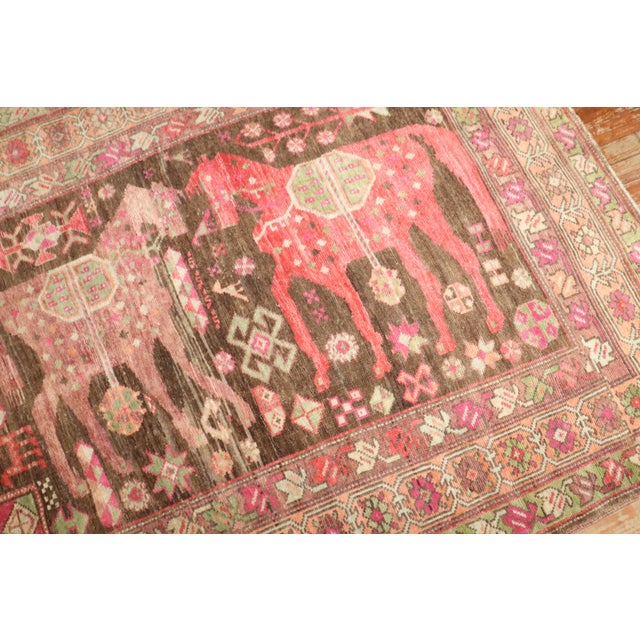 Vintage Zabihi Collection Pictorial Horse Karabagh Rug - 5' x 9'9" For Sale - Image 10 of 10