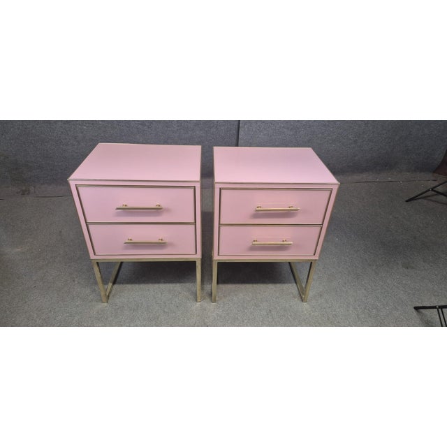 Pink Murano Glass and Brass Bedside Tables from Justfurnituress SRL, Set of 2 For Sale - Image 16 of 18