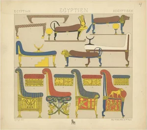 Racinet, Egyptian Furniture, 1880, Paper