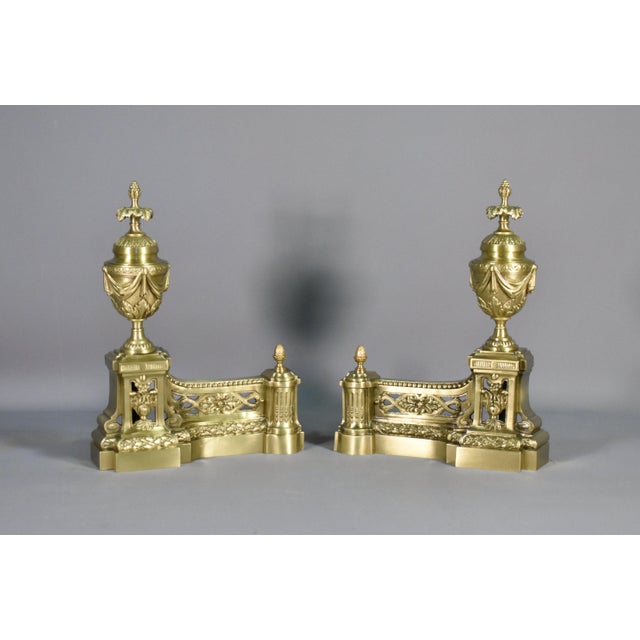 Gold Napoleon III French Fire Dogs in Bronze, 19th Century, Set of 2 For Sale - Image 8 of 14