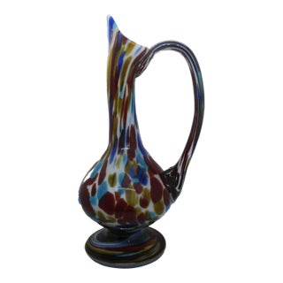 1950s Fratelli Toso Murano Hand-Blown Art Glass Pitcher Vase For Sale