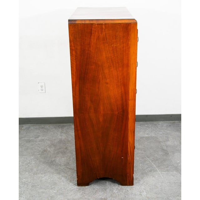 Mid-Century Modern Mid Century Modern Highboy Dresser 5 Drawer Walnut Vintage MCM Metal Burl Wood For Sale - Image 3 of 12