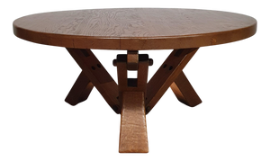 Height-Adjustable Round Coffee Table in Oak, 1960s