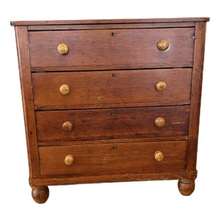 Antique Cottage Pine Chest of Drawers For Sale