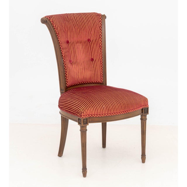 Wood Louis XVI Style Upholstered Dining Chairs, 4 For Sale - Image 7 of 9