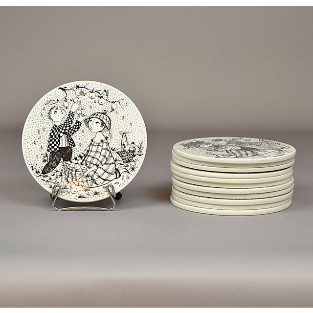 Black Ceramic Calendar Plaques by B. Wiinblad for Nymolle, Norway, 1970s, Set of 12 For Sale - Image 8 of 18