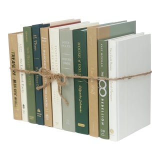 Decorative Books - Savannah Book Bundle - 1 Foot of Tan and Green Books For Sale