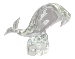 Licio Zanetti Abstract Murano Glass Fish, Whale or Dolphin Sculpture on Rock