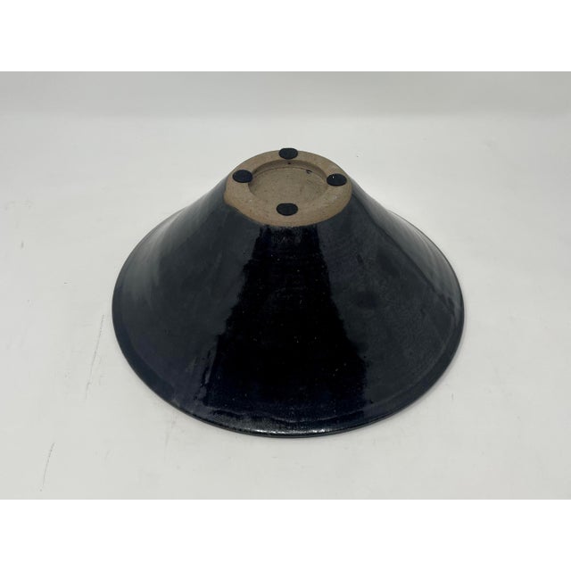 Black Vintage Organic Modern Glazed Studio Pottery Bowl For Sale - Image 8 of 11
