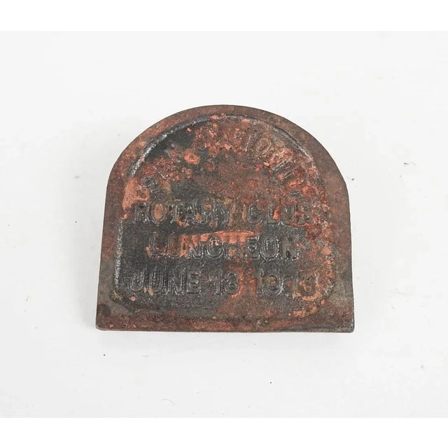 Vintage 1973 Alamo Iron Works Cast Iron Advertising Paperweight For Sale - Image 4 of 6