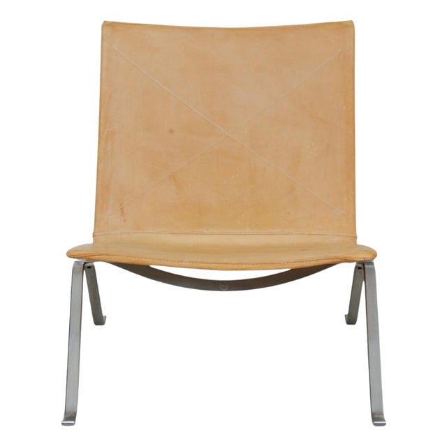 PK-22 Chair in Natural Leather by Poul Kjærholm, 1990s For Sale