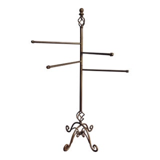 Vintage Bronze Painted Iron Towel Rack For Sale
