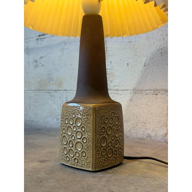 Ceramic Ceramic Table Lamp With Pleated Paper Shade Danish Mid-Century Modern 1970s For Sale - Image 7 of 10