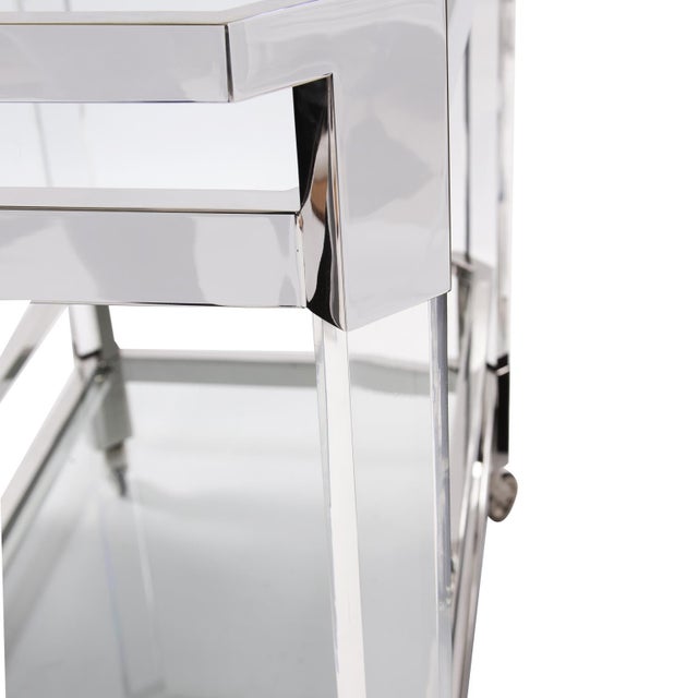 2020s Stainless Steel and Acrylic Bar Cart For Sale - Image 5 of 6