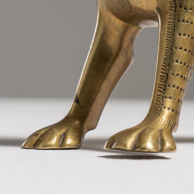 19th Century Brass Lion Aquamanile Oil Lamp For Sale - Image 4 of 15
