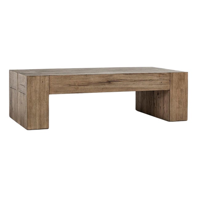 Natural Oak Beam Farmhouse Coffee Table For Sale