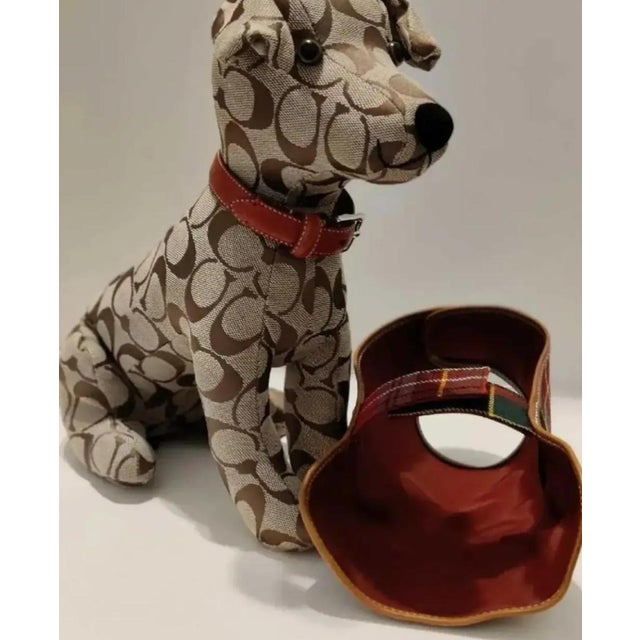 Vintage Coach Leather Signature Stuffed Collectible Khaki Display Dog For Sale - Image 11 of 12