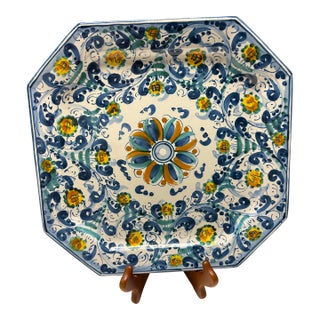 Late 20th Century Italian Hand-Painted Maiolica Platter From Caltagirone, Sicily | Signed Cataldo |Pottery For Sale